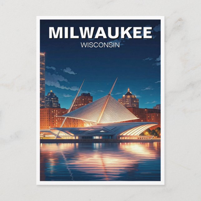Carte Postale Milwaukee Museum of Art Travel at Night (Devant)