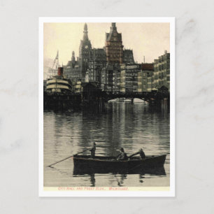 Carte Postale Milwaukee WI, Hôtel de Ville Immeuble Pabst 1908