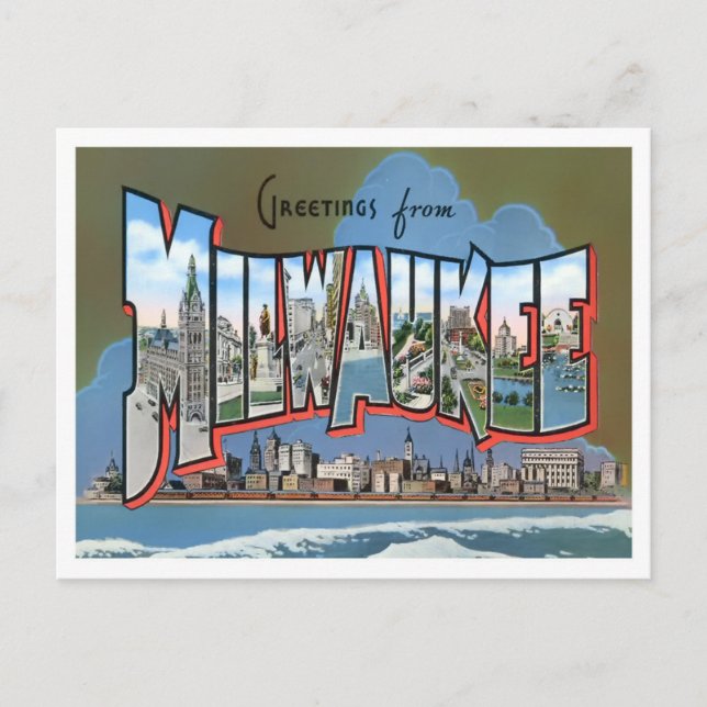 Carte Postale Milwaukee, Wisconsin Vintage Big Letters (Devant)