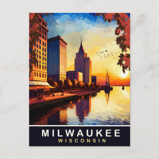 Carte Postale Milwaukee, Wisvonsin, City Waterfront, Travel