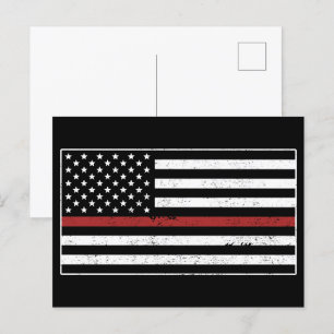 Carte Postale Mince Red Line USA Drapeau pompier pompier pompier