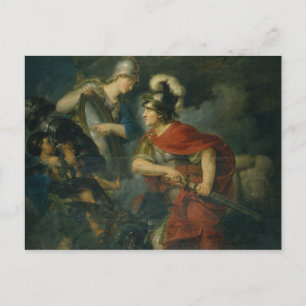 Carte Postale Minerva montre son envie dans le Bouclier poli