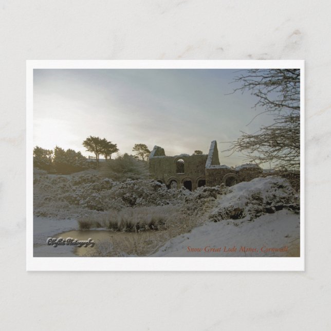 Carte Postale Mines De Lode Neige, Cornouailles. (Devant)