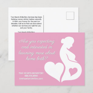 Carte Postale Mineure Doula belle grossesse Business Pink
