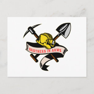 Carte Postale mineurs de charbon casquette shovel spade pickax m