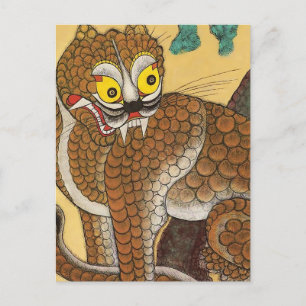 Carte Postale Minhwa coréen de Tigres laides