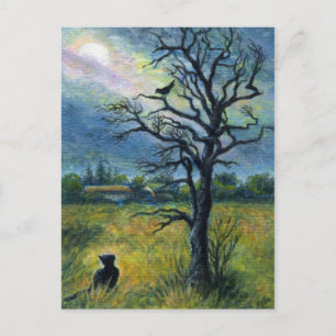 Carte postale Mini Art Cat & Bird & Moon
