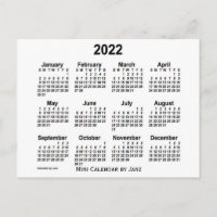 Mini calendrier 2022 blanc par Janz