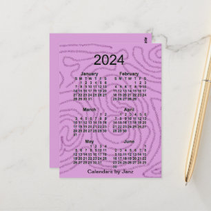 Carte Postale Mini calendrier 2024 Purple Maze 6 mois par Janz