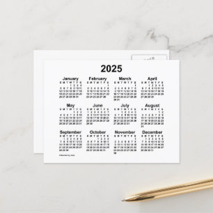 Carte Postale Mini calendrier blanc 2025 par Janz Postcard