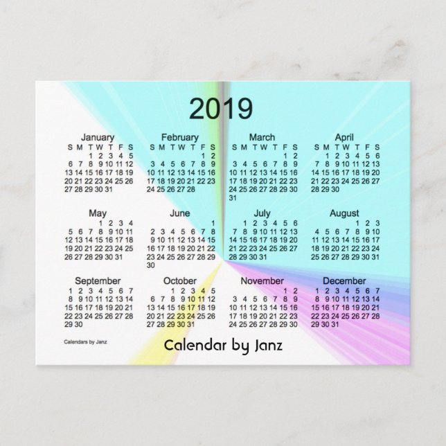 Carte Postale Mini calendrier Color Point 2019 par Janz (Devant)