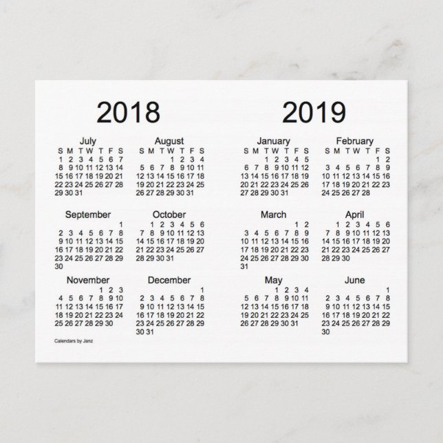 Carte Postale Mini calendrier de l'année scolaire 2018-2019 par  (Devant)
