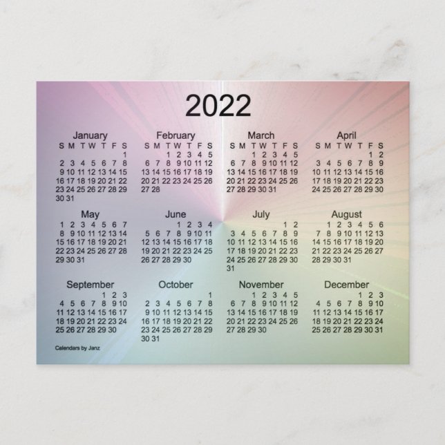 Carte Postale Mini calendrier Fog Shimmer 2022 par Janz (Devant)