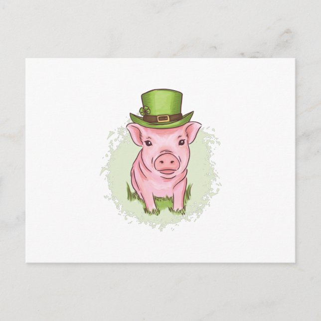 Carte Postale Mini cochon de St Patrick (Devant)