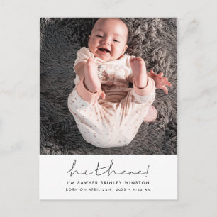 Carte Postale Mini écrit à la main Hi il nouvelle photo bébé