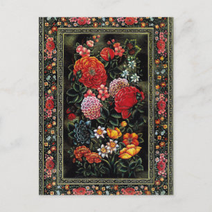 Carte Postale Miniatura floral de gran colorido del arte persa