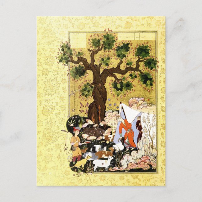 Carte Postale Miniature persane : Majnun déguisé (Devant)