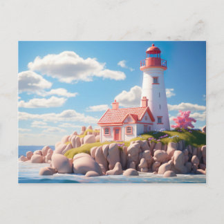 Carte Postale Miniature phare coloré