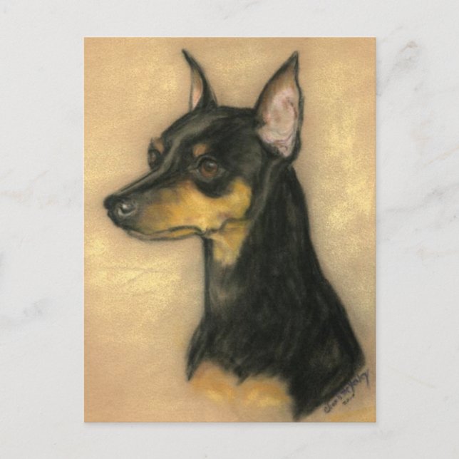 Carte postale Miniature Pinscher Chien Art (Devant)