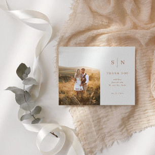 Carte Postale Minimal and Chic Photo Boho Wedding Thank You