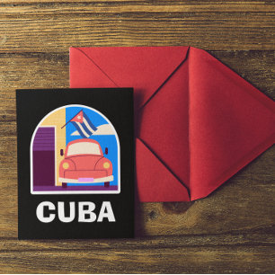 Carte Postale Minimal Cuba Island Voyage Vintage Rétro