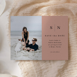 Carte Postale Minimal et chic Mariage photo Enregistrer la dat