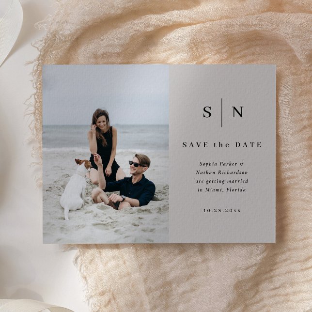 Carte Postale Minimal et chic | Mariage photo Enregistrer la dat (Créateur téléchargé)