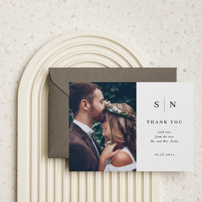 Carte Postale Minimal et chic | Mariage photo Merci (Créateur téléchargé)
