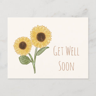 Carte postale minimale Tournesol Bon rétablissemen