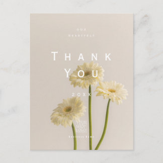 Carte Postale Minimalist Floral Photo Thank You Business Grey