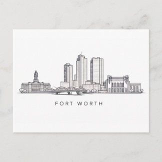 Carte Postale Minimalist Fort Worth Skyline Line Art