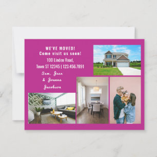 Carte Postale Minimaliste 4 Photos Nous Avons Déplacé Faire-part