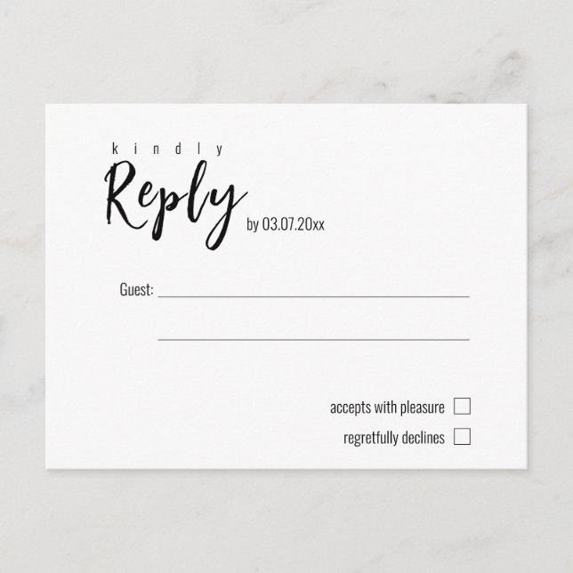 Carte Postale 💍 minimaliste Elegant simple RSVP (Devant)