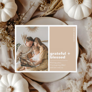 Carte Postale Minimaliste Grateful + Bénédiction Thanksgiving Ph