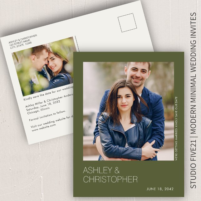 Carte postale minimaliste Mariage Enregistrer la p (Créateur téléchargé)