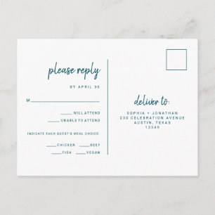 Carte Postale Minimaliste moderne Script Mariage choix de repas 