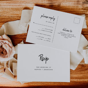 Carte Postale Minimaliste moderne Script Mariage choix de repas 