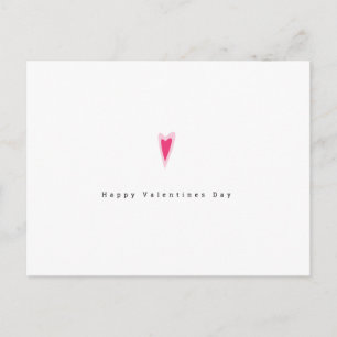 Carte Postale Minimaliste Rose Rouge Ditsy Saint-Valentin Cœur