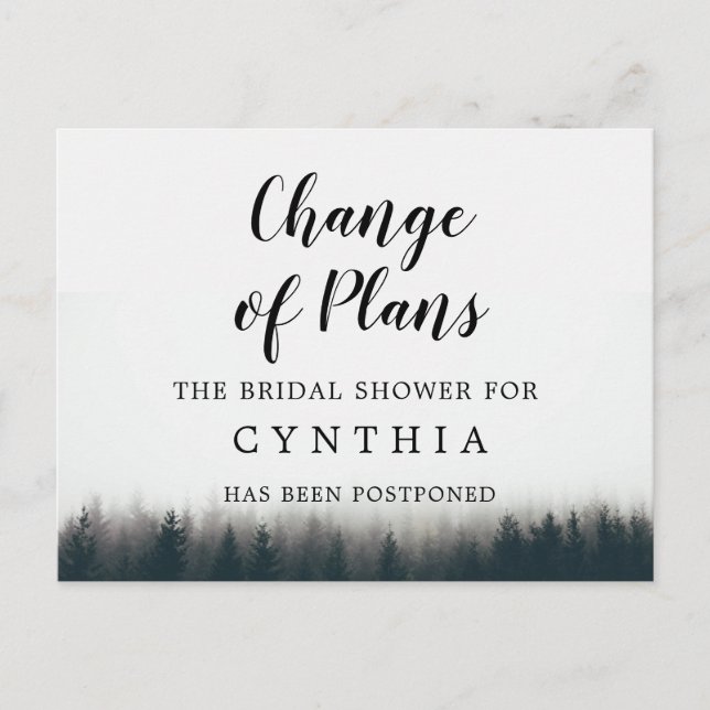 Carte Postale Minimaliste Rustique Reporté Des Arbres De Pin For (Devant)