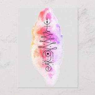 Carte Postale Minimaliste Unalome Gribouillage Arc-en-ciel