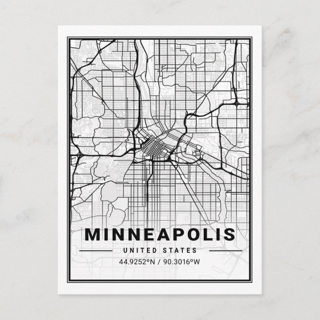 Carte Postale Minneapolis Minnesota USA Travel City Plan (Devant)
