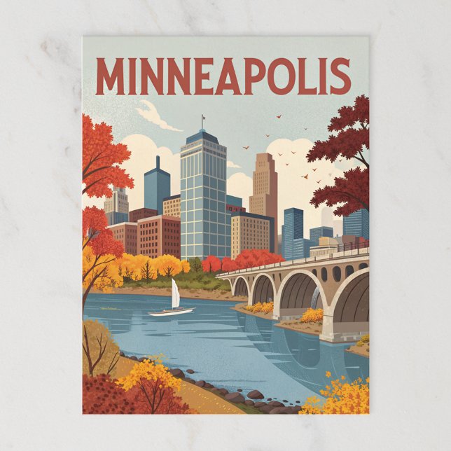 Carte Postale Minneapolis : Ville d'automne sur le Mississippi (Créateur téléchargé)