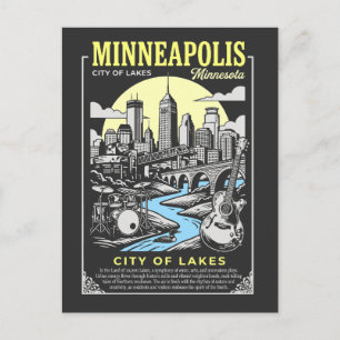Carte Postale Minneapolis Ville Minnesota Ville des Lacs