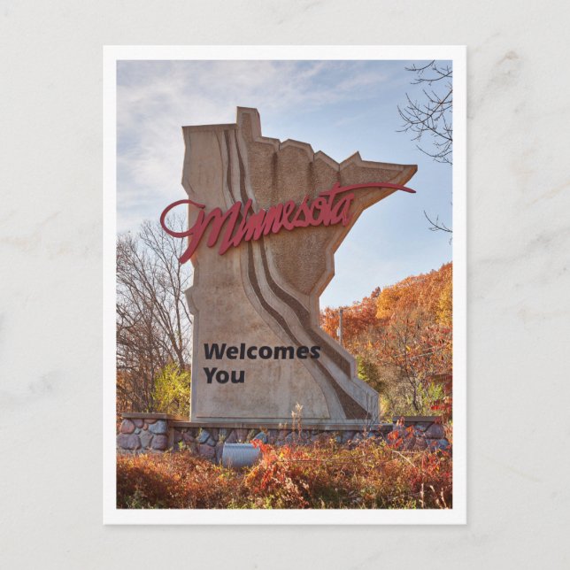 Carte Postale Minnesota Affiche de bienvenue en forme d'état (Devant)