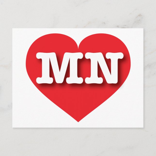 Carte Postale Minnesota Red Heart - J'aime MN (Devant)