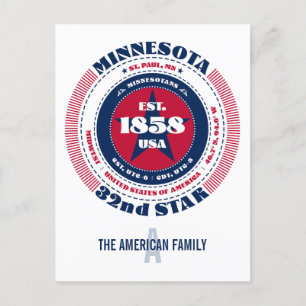 Carte Postale Minnesota, Saint Paul, MN, Patriotique, Monogramme