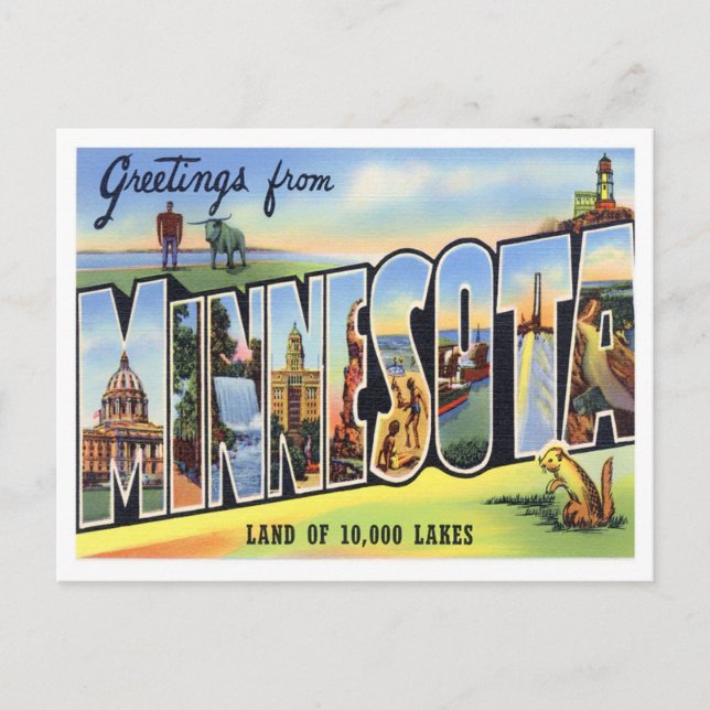 Carte postale Minnesota Vintage Big Letters (Devant)