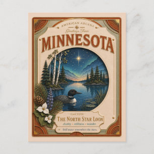 Carte Postale Minnesota Vintage Paper Cut American Arcana