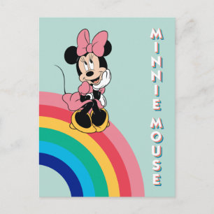 Carte Postale Minnie   Assis sur un arc-en-ciel
