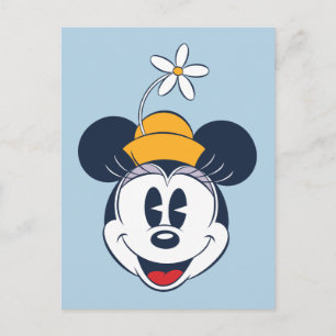 Carte Postale Minnie Mouse Chapeau Fleur Amusant